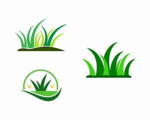 Vector Illustration Set of Grass Logos