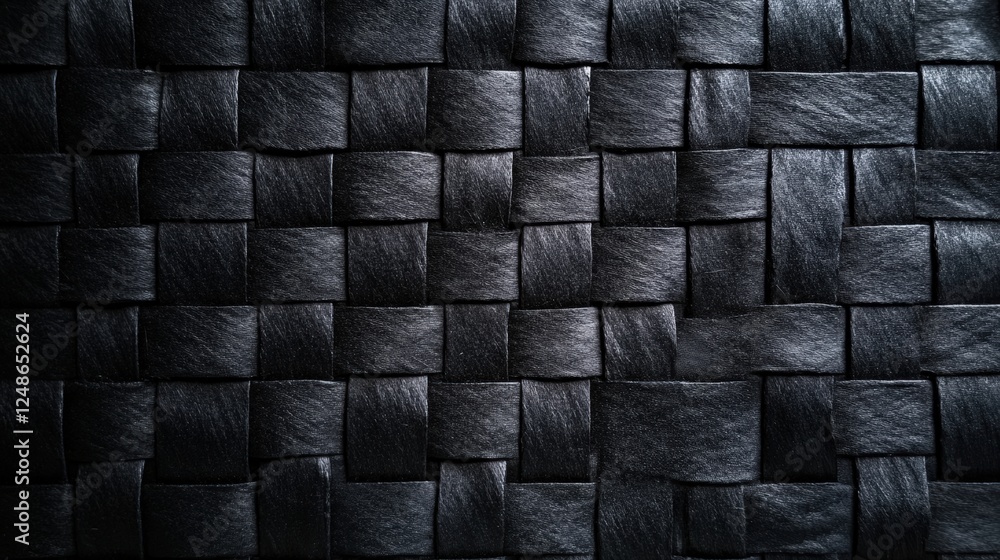 Poster detailed close-up of woven black and dark gray fabric texture with intricate patterns ideal for back