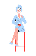 Woman Applying Skincare Mask In Flat Vector Illustration Symbolizing Beauty Routine, Self Care, And Skincare Treatment, Isolated On White Background