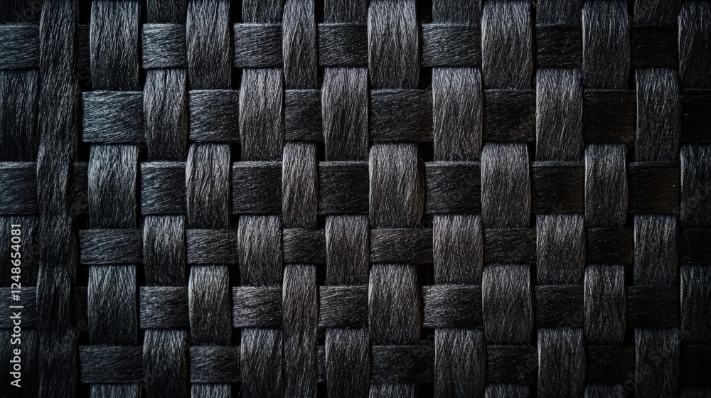 Poster elegant woven fabric in black and dark gray tones with intricate patterns for background or texture 