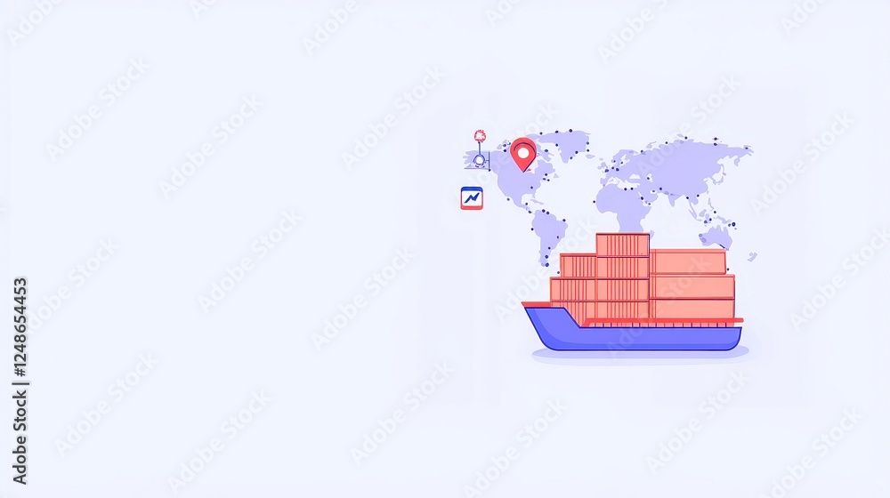 Poster ai-driven automation for cross-border trade, showcasing streamlined processes, integration of machin