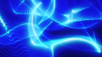 Abstract neon blue light waves on a dark background, creating a dynamic and futuristic energy flow. Ideal for backgrounds, technology themes, and creative designs