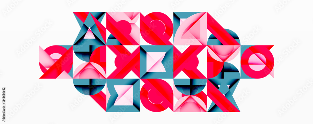 Poster Minimal geometric abstract background. Circle square and triangle design
