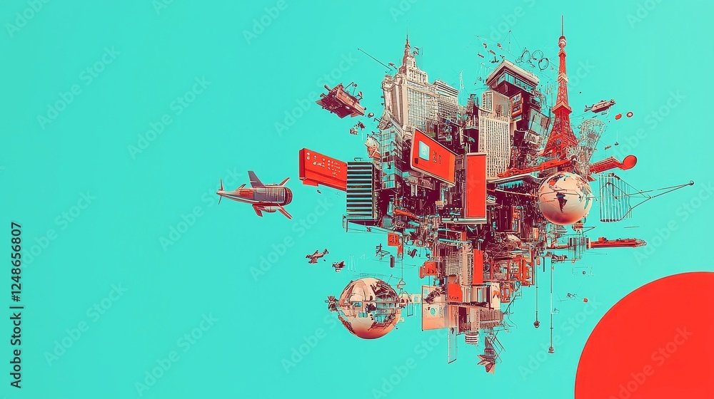 Poster future workplace paradigm, exploring emerging trends in global work environments shaped by digital c