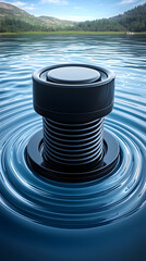 Screw in water with ripples reflecting nature