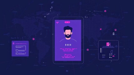 Digital Identity Verification Evolution, a clean and modern vector illustration showcasing the progression of global digital identity systems through simple line art elements.