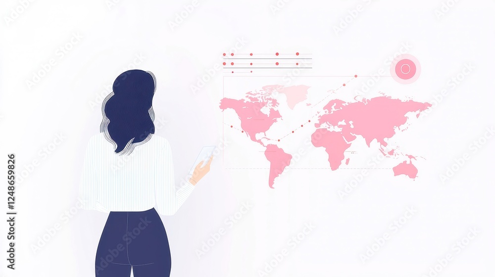 Poster big data's influence on global decision-making, depicting a stylized representation of interconnecte
