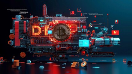 Decentralized Finance Revolution, exploring the impact of DeFi on global transactions, featuring clean, minimalistic vector line art for visual clarity and engagement.
