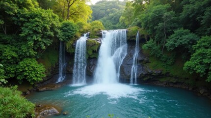 Obraz premium Tranquil Waterfall Cascading into a Pool