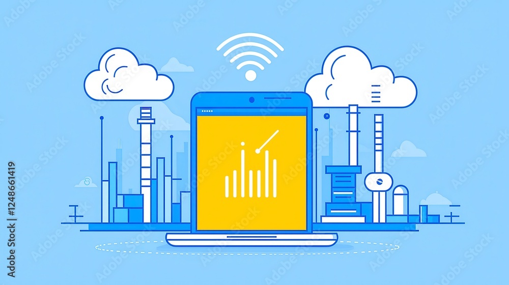 Poster iot integration for industrial connectivity, exploring how the internet of things enhances global in