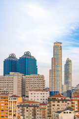 Vertical  view of the houses and skyscrapers in the Sisli district, Istanbul, Turkey 
