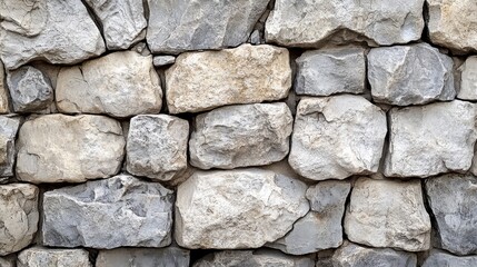 A wall constructed using various large stones of different shapes