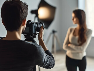  Professional Photographer Capturing a Model in Studio