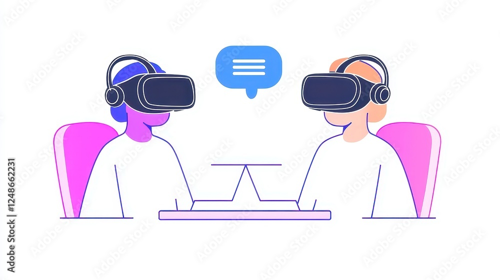 Poster global virtual meetings, innovative design showcasing virtual reality for seamless remote collaborat