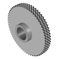 Triplex Sprocket. 60 Teeth. Roller Chain Sprocket. Transparent background. 3D rendering