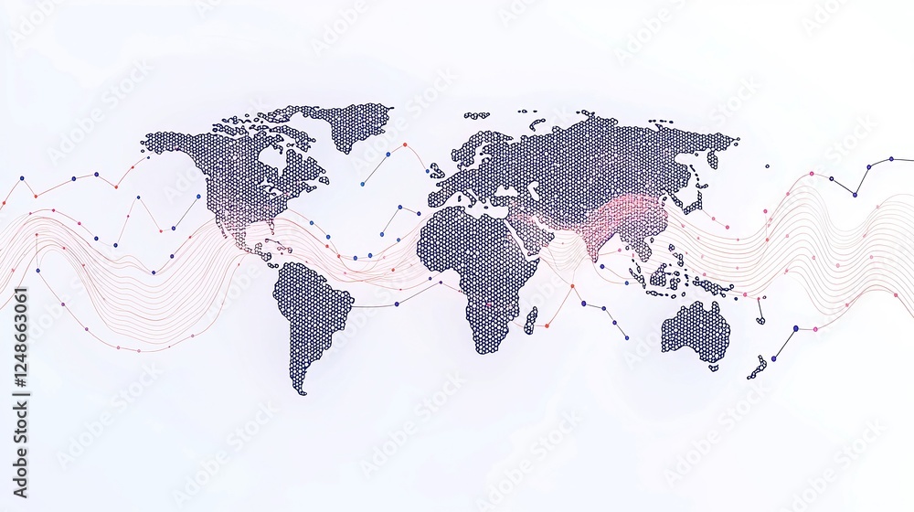 Poster ai predictive analytics for global market trends, featuring clean lines, minimalist design, and ampl
