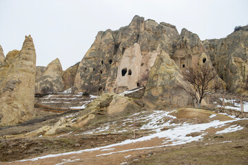 Cappadocia, Goreme Open Air Museum,Turkey - february 11,2017: A view of the Dark Church.
