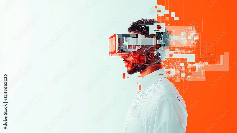 Poster global talent acquisition with ai, seamless integration of technology and human resources, minimalis