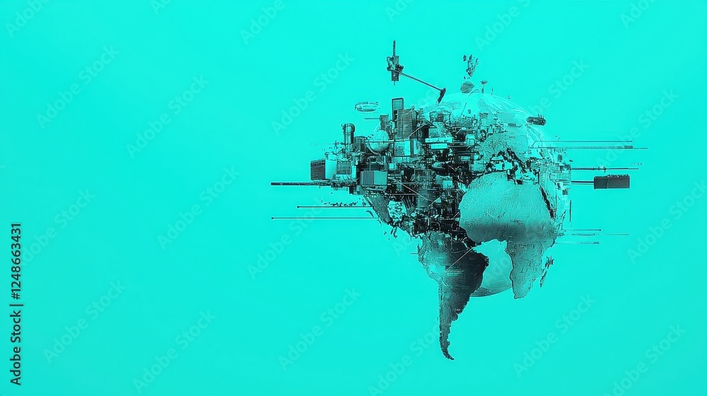Poster global communication revolution, ai-driven language translation tools, promoting understanding acros