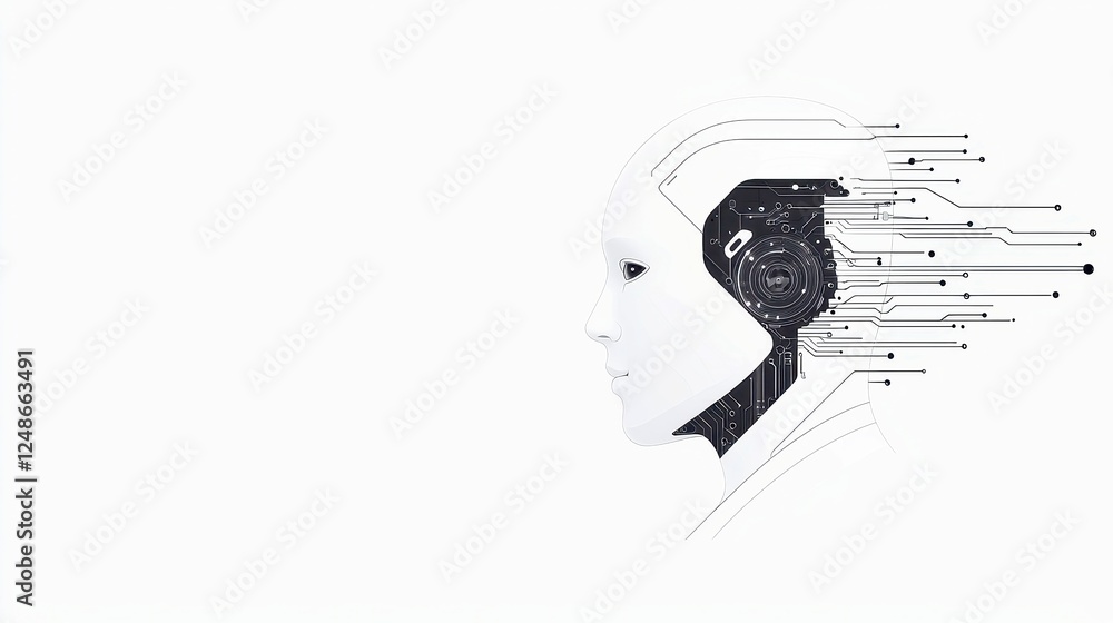 Poster ai-driven workflow automation for global enterprises, featuring clean vector design, streamlined lin