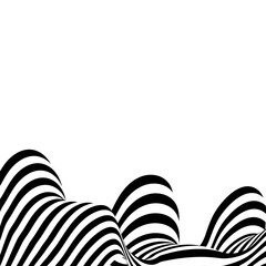 Optical art background, geometric wave design, black and white,Vector wave stripes abstract background. Eps 10