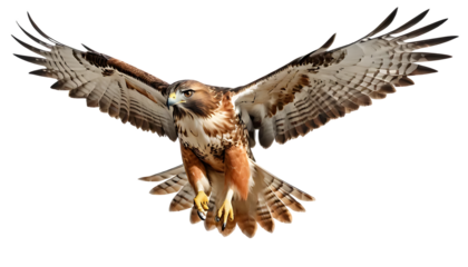 Detailed Close-up of a Red-tailed Hawk in Flight