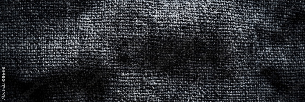 Poster dark grunge background of woven fabric in black and gray shades with subtle textures and patterns fo