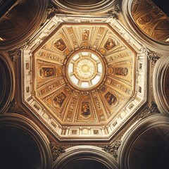Fototapeta premium Ornate octagonal dome with central skylight