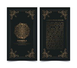 Luxury mandala decorative card in gold color