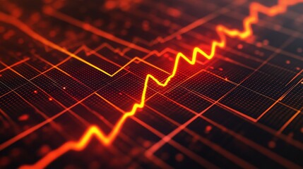 Glowing Red Waveform on Gridded Digital Display, Vibrant Data Visualization, Abstract Background