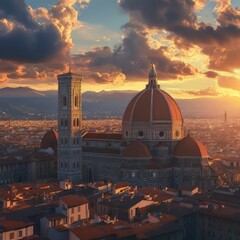 Fototapeta premium Florence Cathedral at Sunset