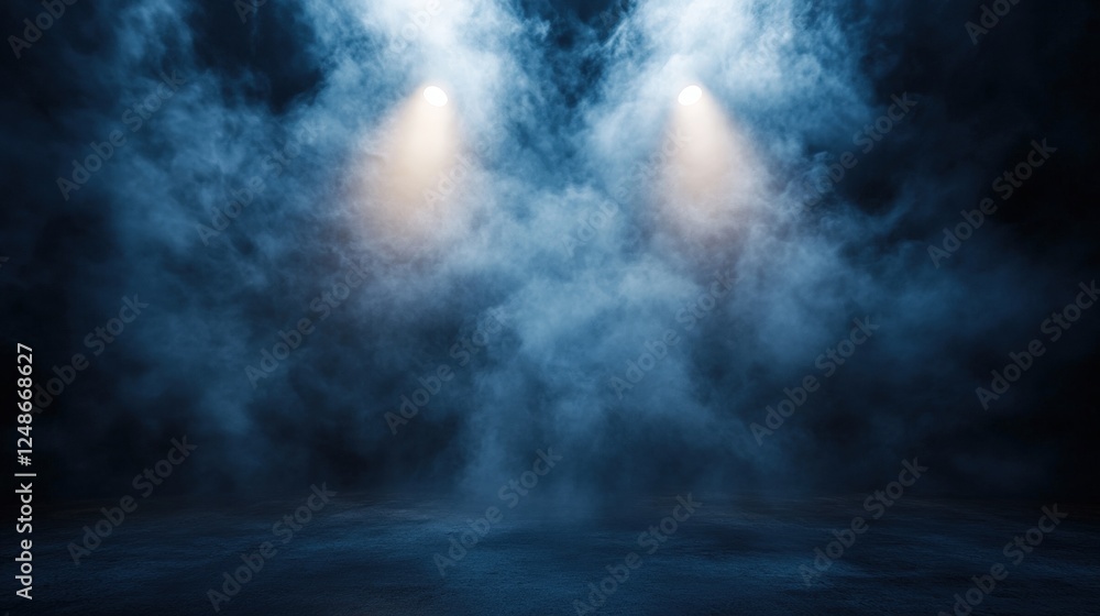 Poster dark foggy background with smoke effect and soft lighting for creative visuals and atmosphere enhanc