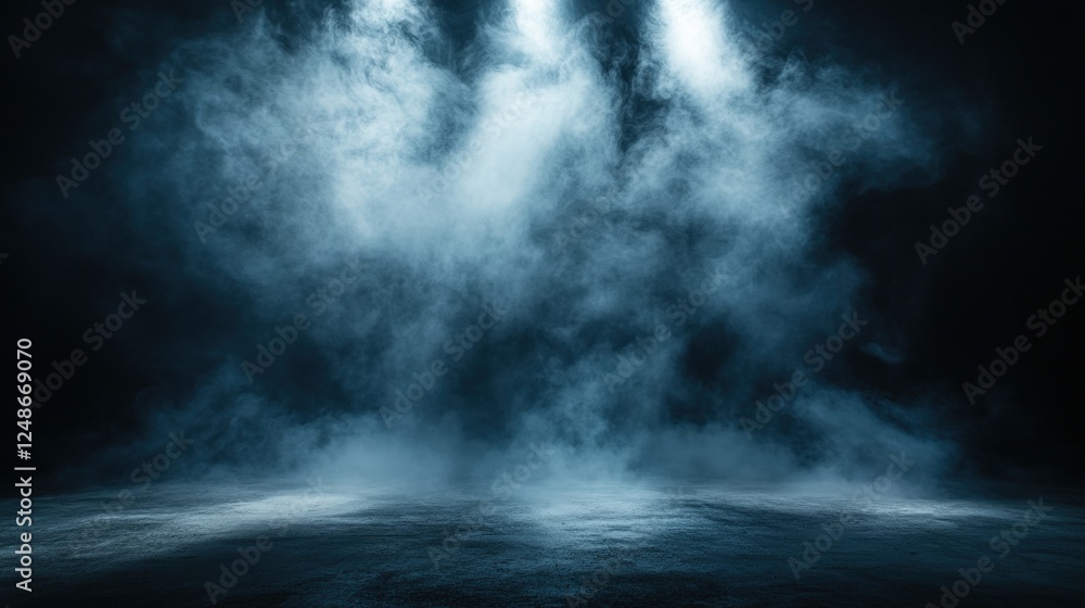 Poster mysterious and ethereal smoke and fog background with dark black hues infusing depth and atmosphere 