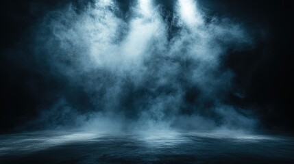 Fototapeta premium Mysterious and Ethereal Smoke and Fog Background with Dark Black Hues Infusing Depth and Atmosphere in a Dramatic Imagery Scene
