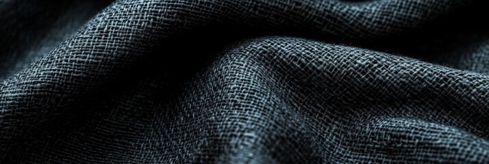 Black Fabric Textured Close-up with Wilderness Background for Artistic and Design Projects, Soft and Detailed Weave Patterns Highlighted