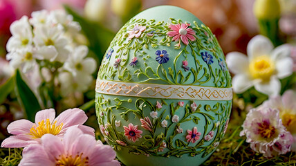 Fototapeta premium Close up detailed decorated Easter eggs