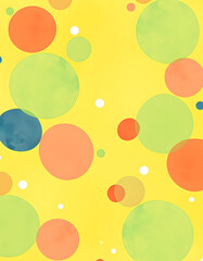 Watercolor polka dot design. Yellow wallpaper material, colorful. with white shades