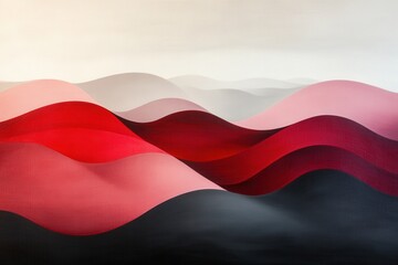 Naklejka premium abstract landscape of rolling hills in shades of red, pink and grey.