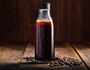 Cold Brew Coffee in a Rustic Glass Bottle with Moody Shadows