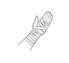 Obraz premium bandaged hand digital illustration drawing isolated