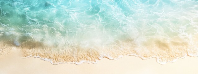 Stunning aerial view showcasing waves energetically crashing on a sandy beach