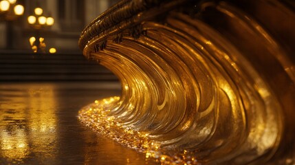 Golden Wave Crashing Opulent Background, Detailed Texture