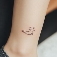 Cat tattoo design for young people, modern and simple style. Smooth and delicate cat tattoo, soft natural light highlights the details and texture. Perfect for tattoo studios and art galleries.
