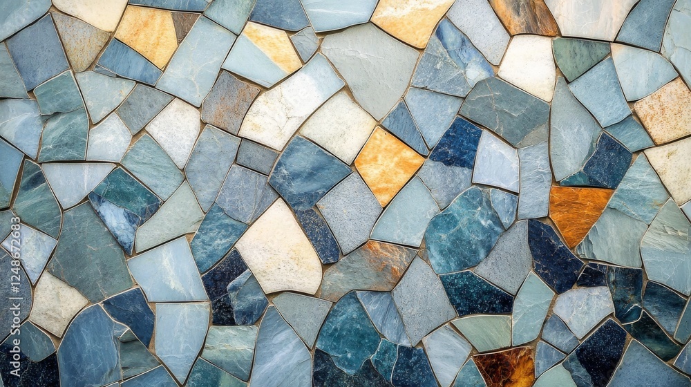Poster irregular stones of varying colors form a geometric pattern