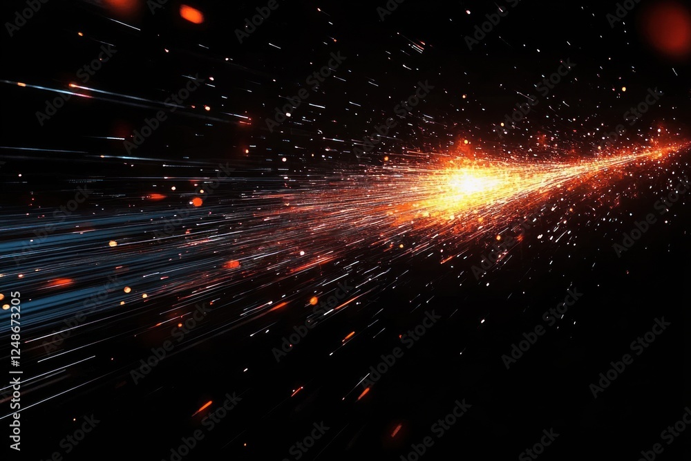 Poster dynamic abstract representation of flying sparks in futuristic digital art