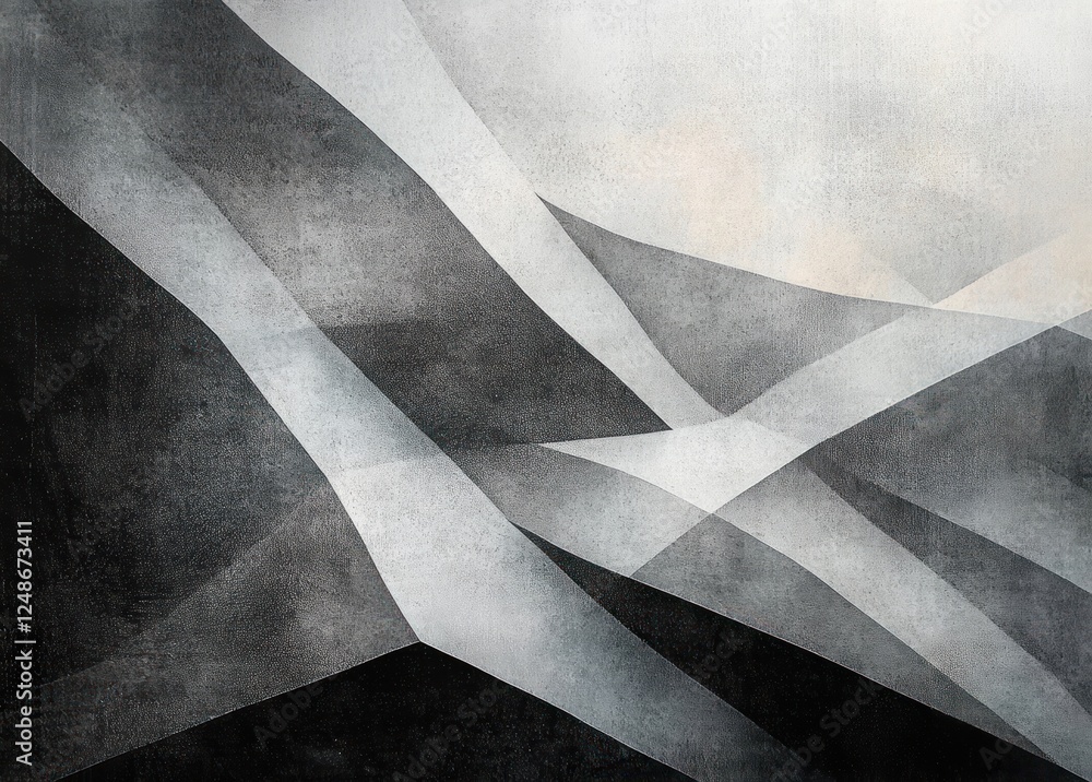 Poster abstract geometric background with transparent triangles in gray and black colors with textured surf
