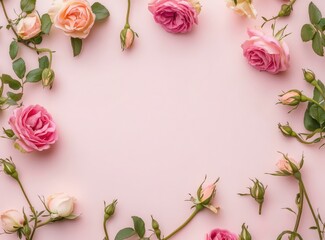 Fototapeta premium A lovely bunch of beautiful pink roses is neatly stacked on a table