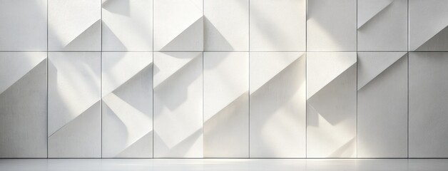 Fototapeta premium Minimalist White Chevron Wall with Soft Lighting 3D Illustration