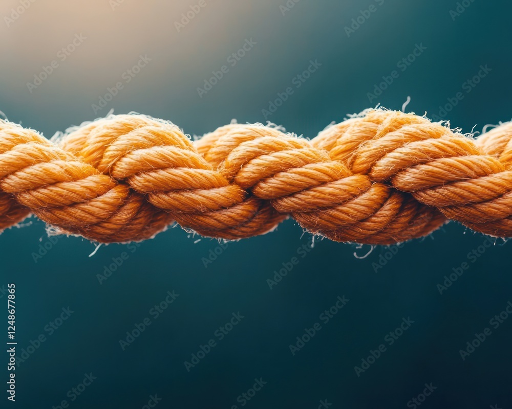 Poster Close-Up of Textured Orange Rope with Soft Focusing Against a Gradient Background for Creative Visuals