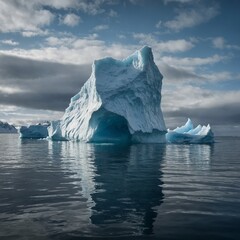 A surreal iceberg floating above the ocean, defying gravity.
